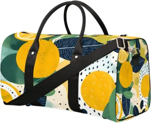 Summer Lemon Travel Duffel Bag for Women Men Waterproof Foldable Overnight Weekender Bag Large Capacity Sports Gym Bag