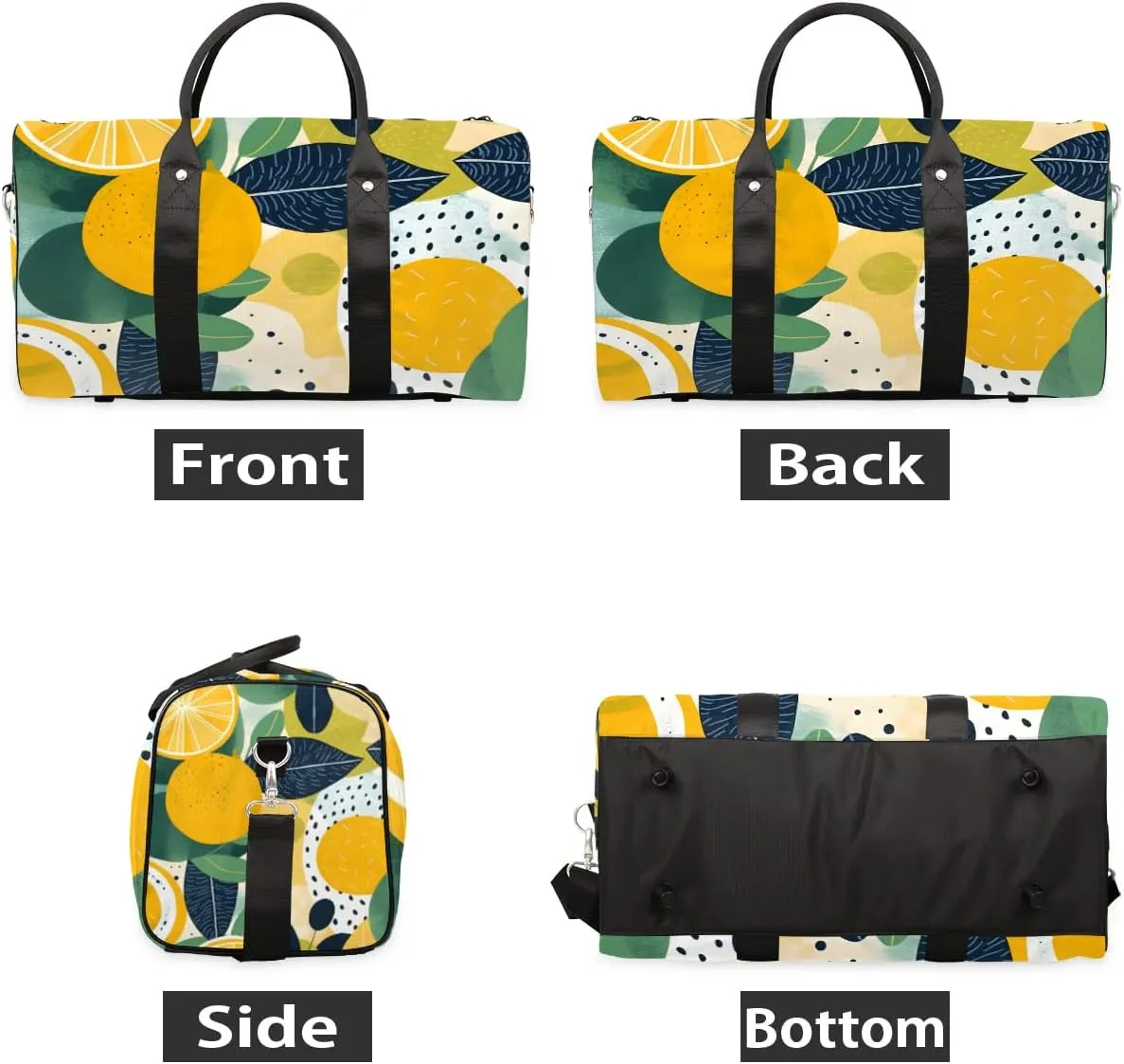 Summer Lemon Travel Duffel Bag for Women Men Waterproof Foldable Overnight Weekender Bag Large Capacity Sports Gym Bag