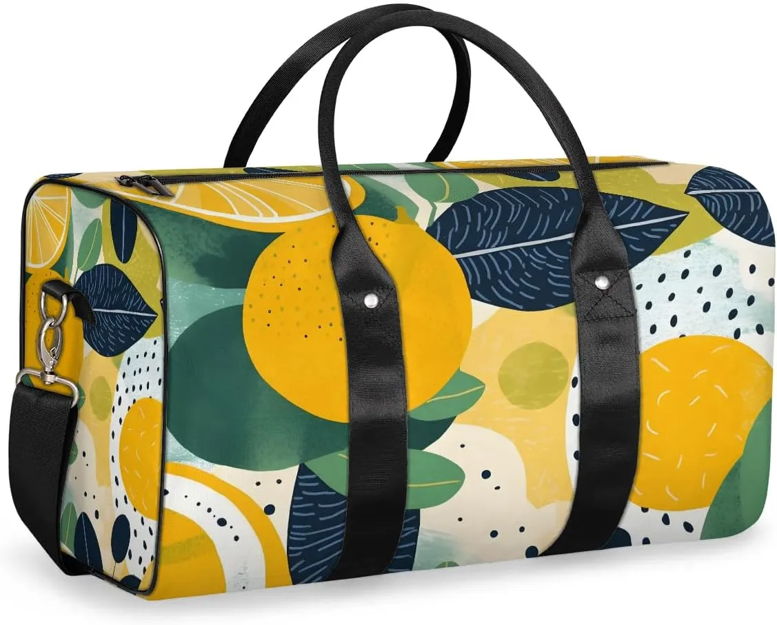 Summer Lemon Travel Duffel Bag for Women Men Waterproof Foldable Overnight Weekender Bag Large Capacity Sports Gym Bag