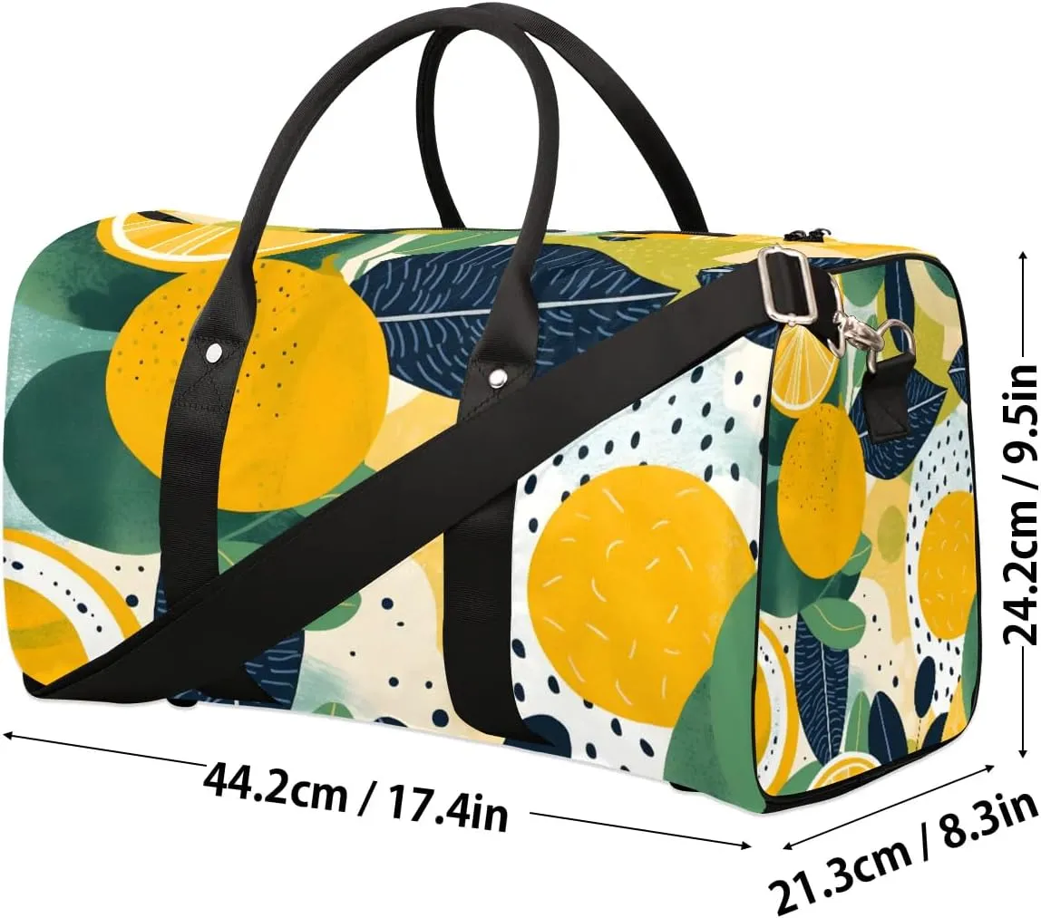 Summer Lemon Travel Duffel Bag for Women Men Waterproof Foldable Overnight Weekender Bag Large Capacity Sports Gym Bag
