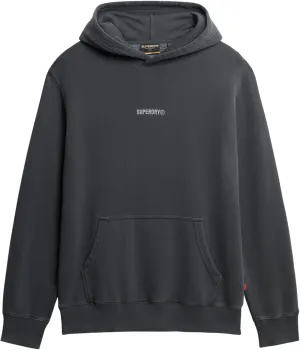 Superdry Men's Micro Logo Pullover Hoodie, Washed Black