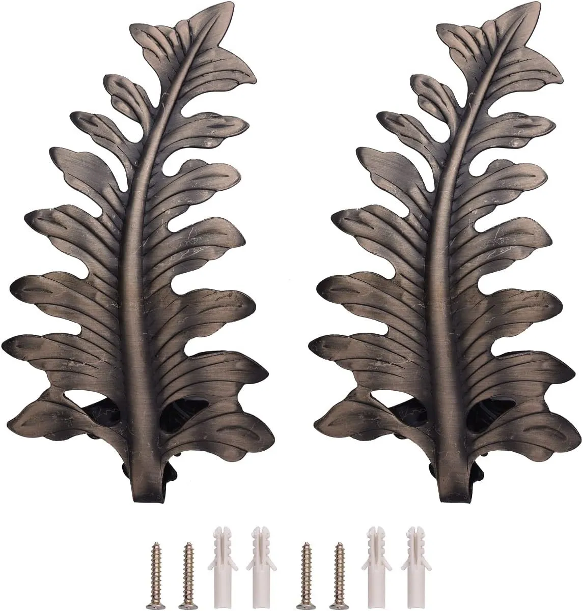 SUQ I OME 1 Pair New European Leaf Curtain Tiebacks Curtain Holdbacks Decorative Wall Hooks Hanger for Drapes Linen Holder Window Treatment Hardware, Bronze