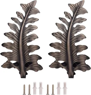 SUQ I OME 1 Pair New European Leaf Curtain Tiebacks Curtain Holdbacks Decorative Wall Hooks Hanger for Drapes Linen Holder Window Treatment Hardware, Bronze