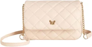 SweatyRocks Girl's PU Leather Chain Strap Crossbody Bag Metal Decor Flap Wallet Mini Square Bag Dusty Pink One-Size