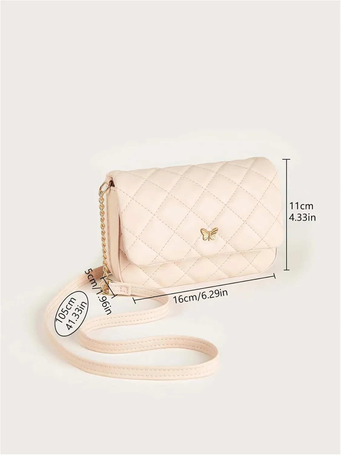 SweatyRocks Girl's PU Leather Chain Strap Crossbody Bag Metal Decor Flap Wallet Mini Square Bag Dusty Pink One-Size