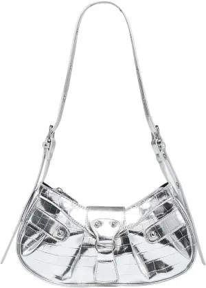 SweatyRocks Women's Buckle Leather Crocodile Embossed Zipper Handbag Shoulder Bag with Adjustable Strap