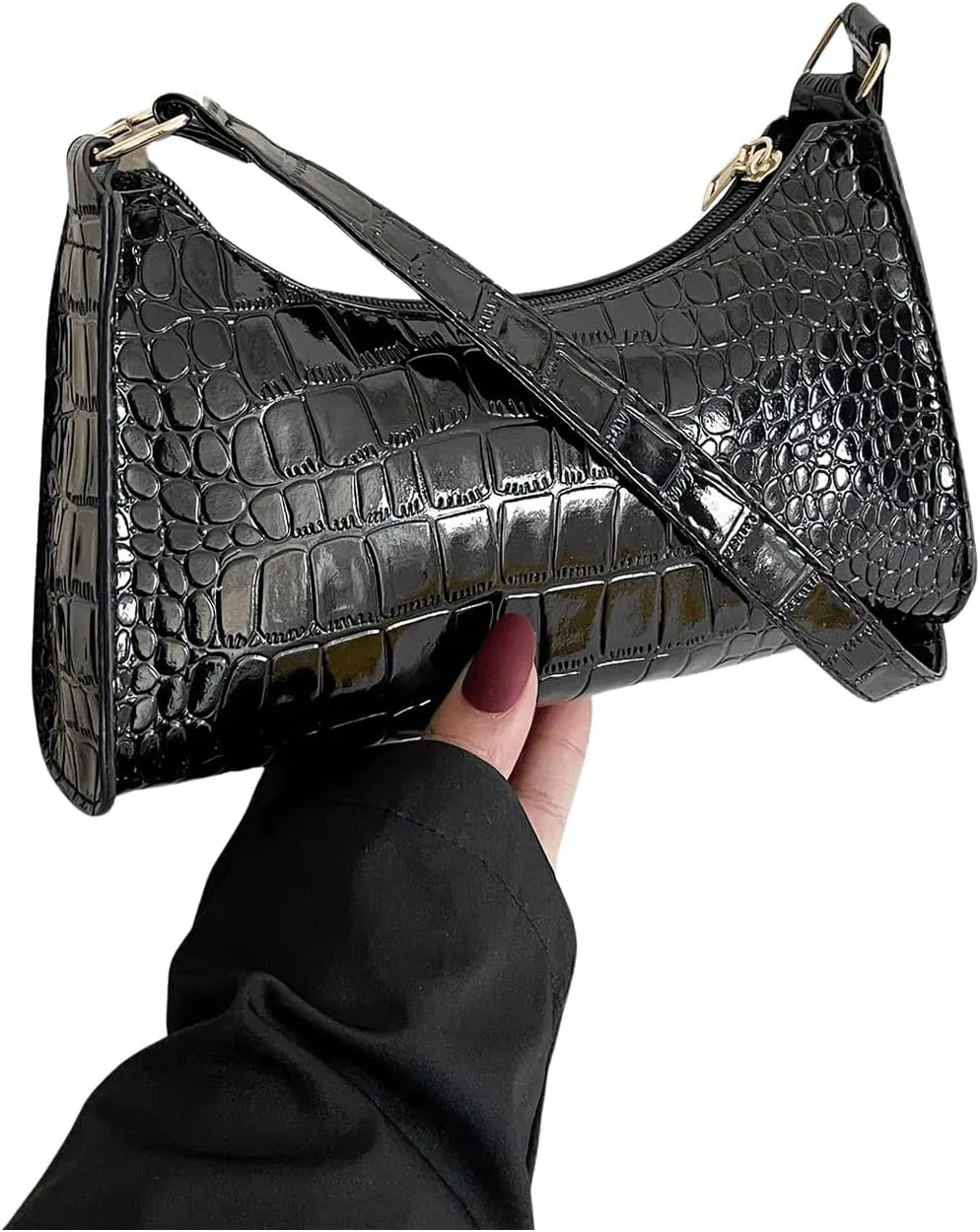 SweatyRocks Women's Crocodile Embossed Shoulder Handbag Small Clutch Purse PU Leather Square Bags