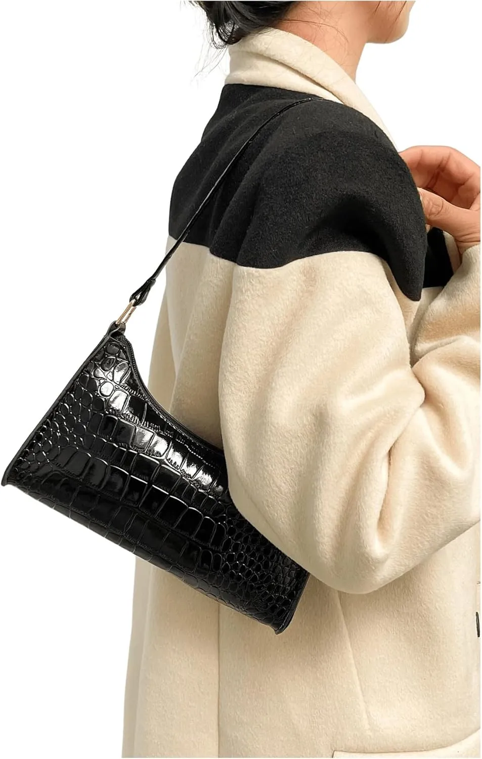 SweatyRocks Women's Crocodile Embossed Shoulder Handbag Small Clutch Purse PU Leather Square Bags