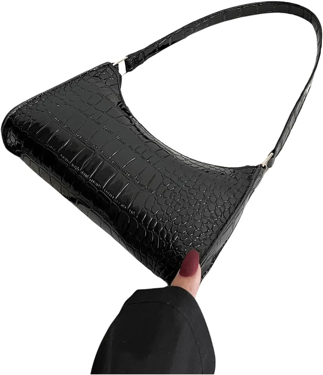 SweatyRocks Women's Crocodile Embossed Shoulder Handbag Small Clutch Purse PU Leather Square Bags