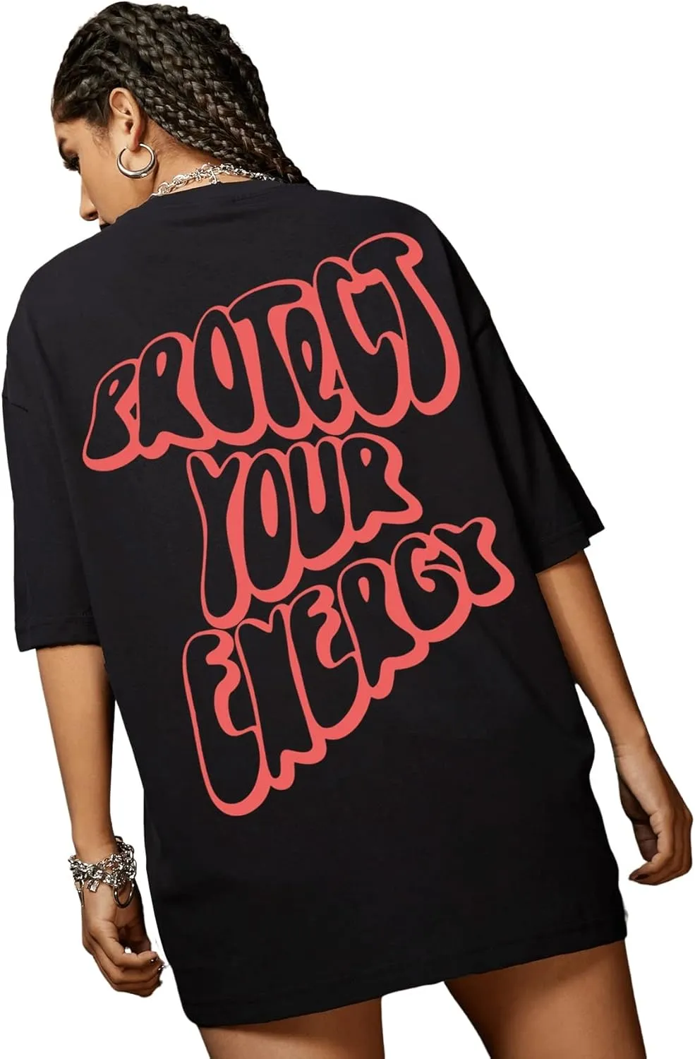 SweatyRocks Women's Short Sleeve Oversized Graphic Tees Round Neck Loose T-Shirt