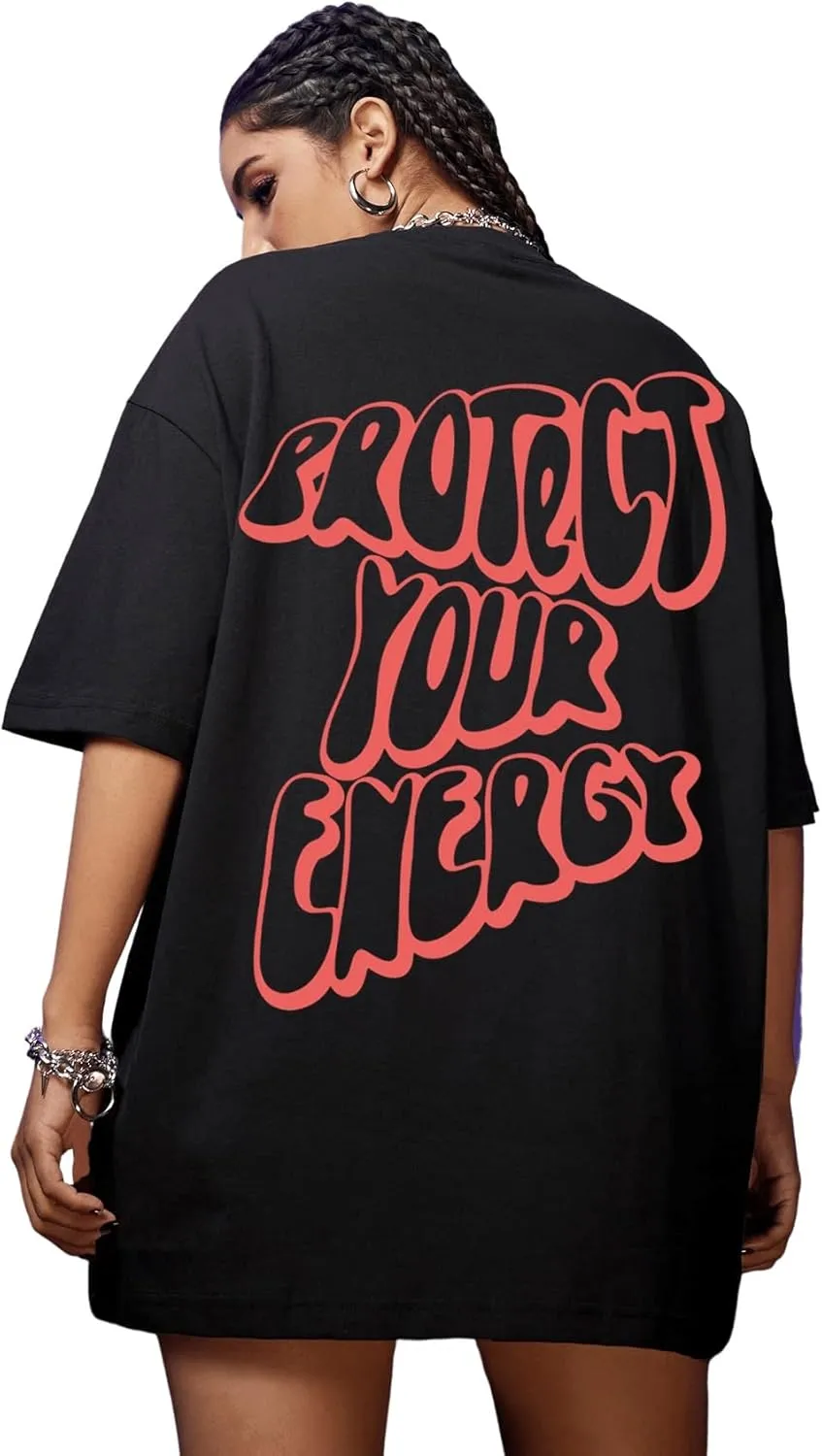 SweatyRocks Women's Short Sleeve Oversized Graphic Tees Round Neck Loose T-Shirt