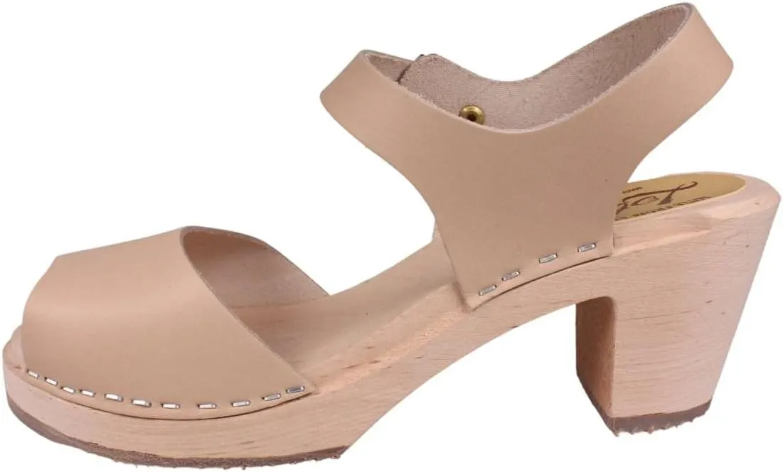 Swedish Sandal Clog I Highwood Open Toe Clogs for Women I Nude Colour Italian Full Grain Leather I Handcrafted in Sweden