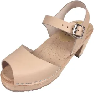 Swedish Sandal Clog I Highwood Open Toe Clogs for Women I Nude Colour Italian Full Grain Leather I Handcrafted in Sweden