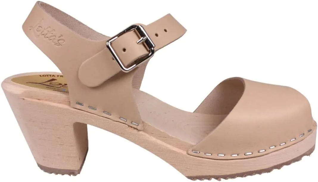 Swedish Sandal Clog I Highwood Open Toe Clogs for Women I Nude Colour Italian Full Grain Leather I Handcrafted in Sweden
