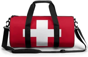 Switzerland Flag Large Capacity Sports Duffel Bag for Gym Travel Weekend for Men Women