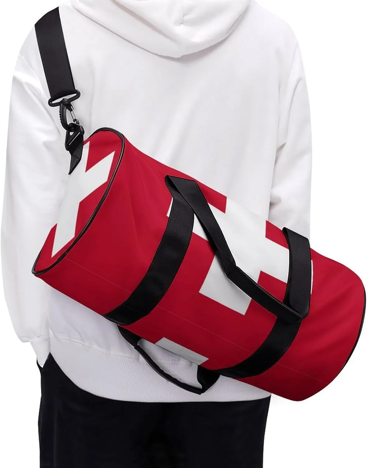 Switzerland Flag Large Capacity Sports Duffel Bag for Gym Travel Weekend for Men Women