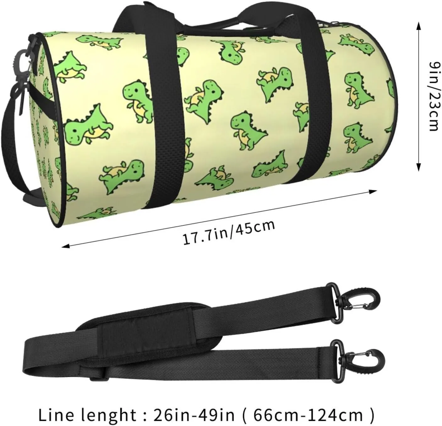 T. Rex Round Travel Duffel Bag Large Capacity Gym Sports Bags for Hiking Vacation Trips