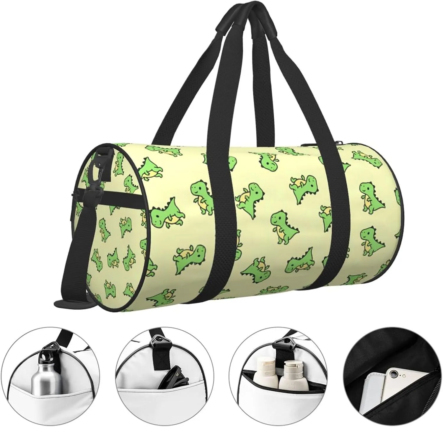 T. Rex Round Travel Duffel Bag Large Capacity Gym Sports Bags for Hiking Vacation Trips