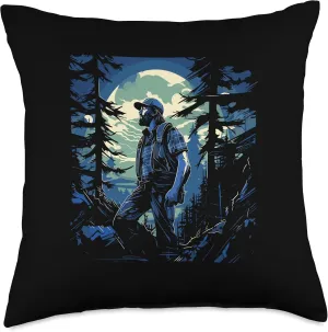 T Trekking Outfit Motif Forest Lovers Hiking Throw Pillow, 18x18, Multicolor