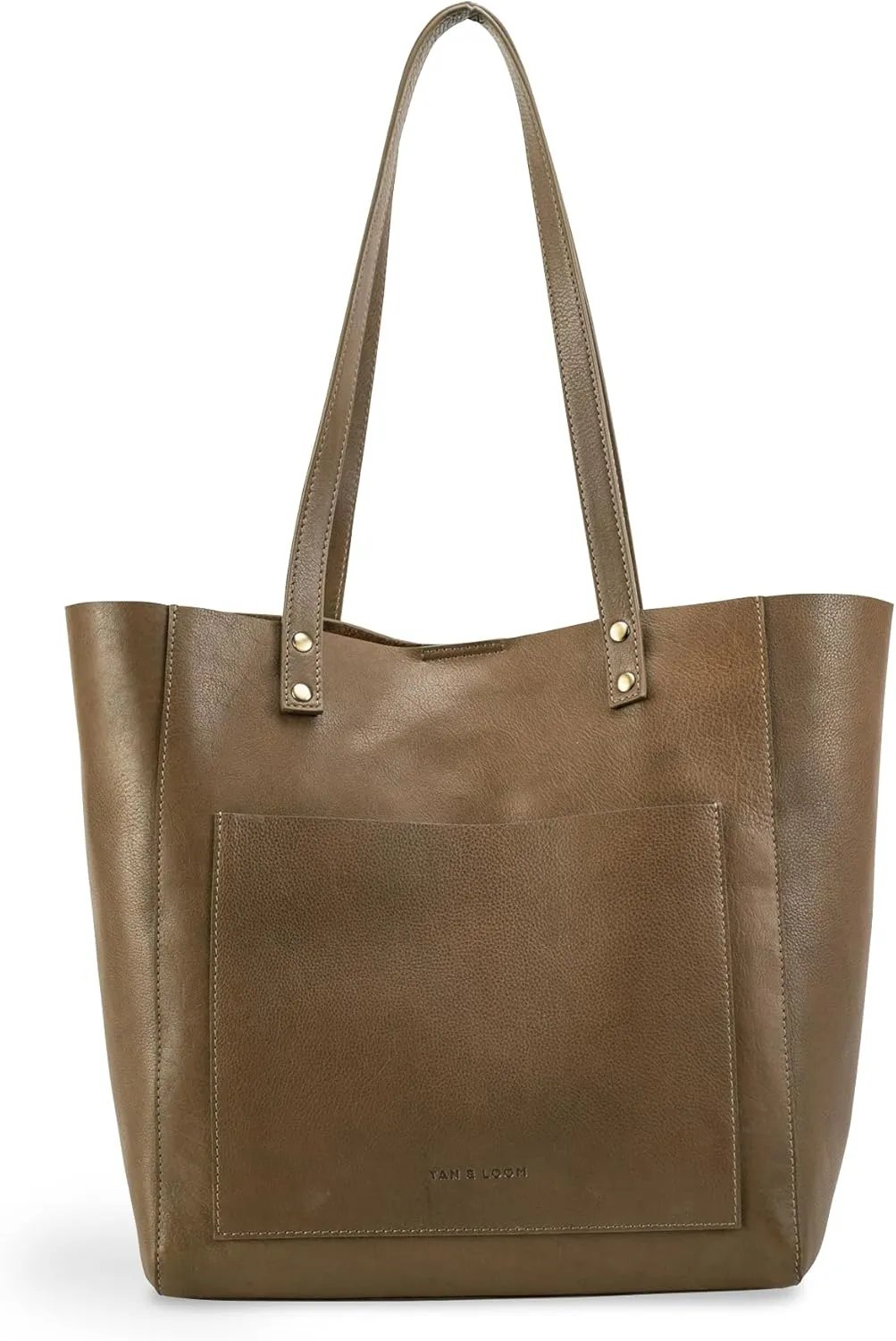 Tan & Loom Full Grain Vegetable Tanned Leather Tote | Medium Genuine Leather Tote Bag for Women