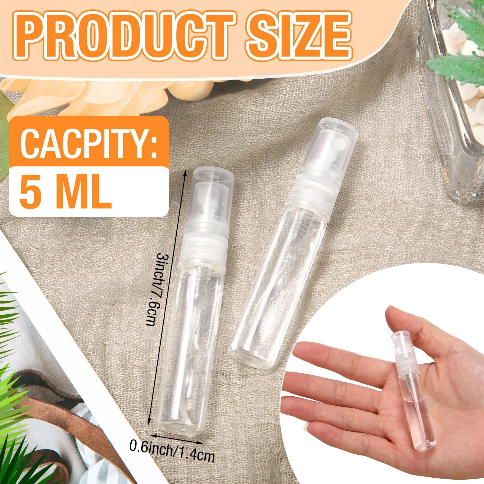 Tanlade 300 Pcs Mini Spray Bottles Clear Refillable Glass Perfume Bottles Fragrance Scent Sample Perfume Atomizer Glass Empty Travel Sprayer Pocket Dispenser Refillable Container (5ml)