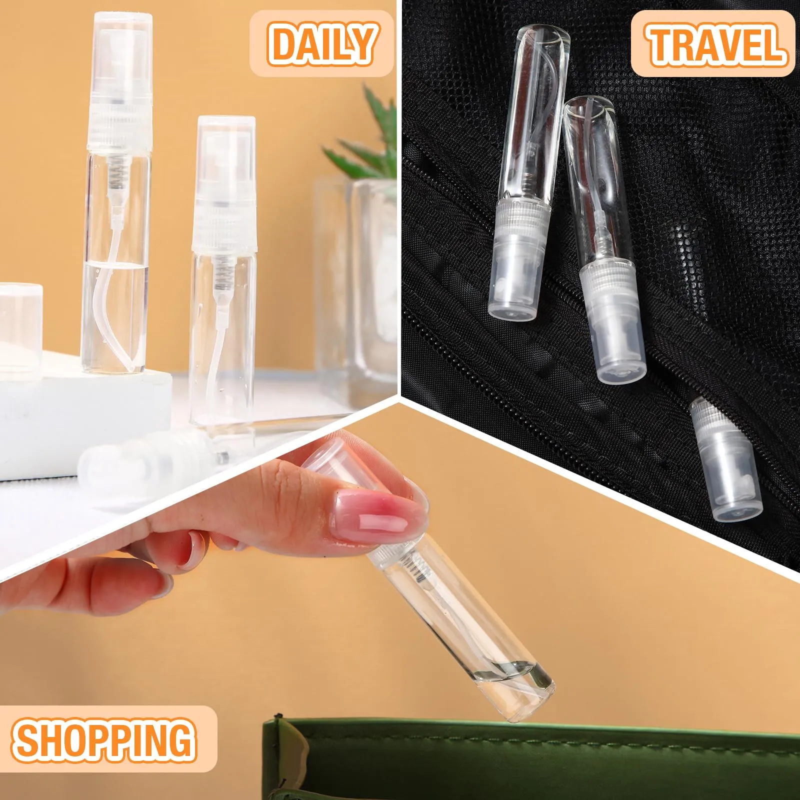 Tanlade 300 Pcs Mini Spray Bottles Clear Refillable Glass Perfume Bottles Fragrance Scent Sample Perfume Atomizer Glass Empty Travel Sprayer Pocket Dispenser Refillable Container (5ml)
