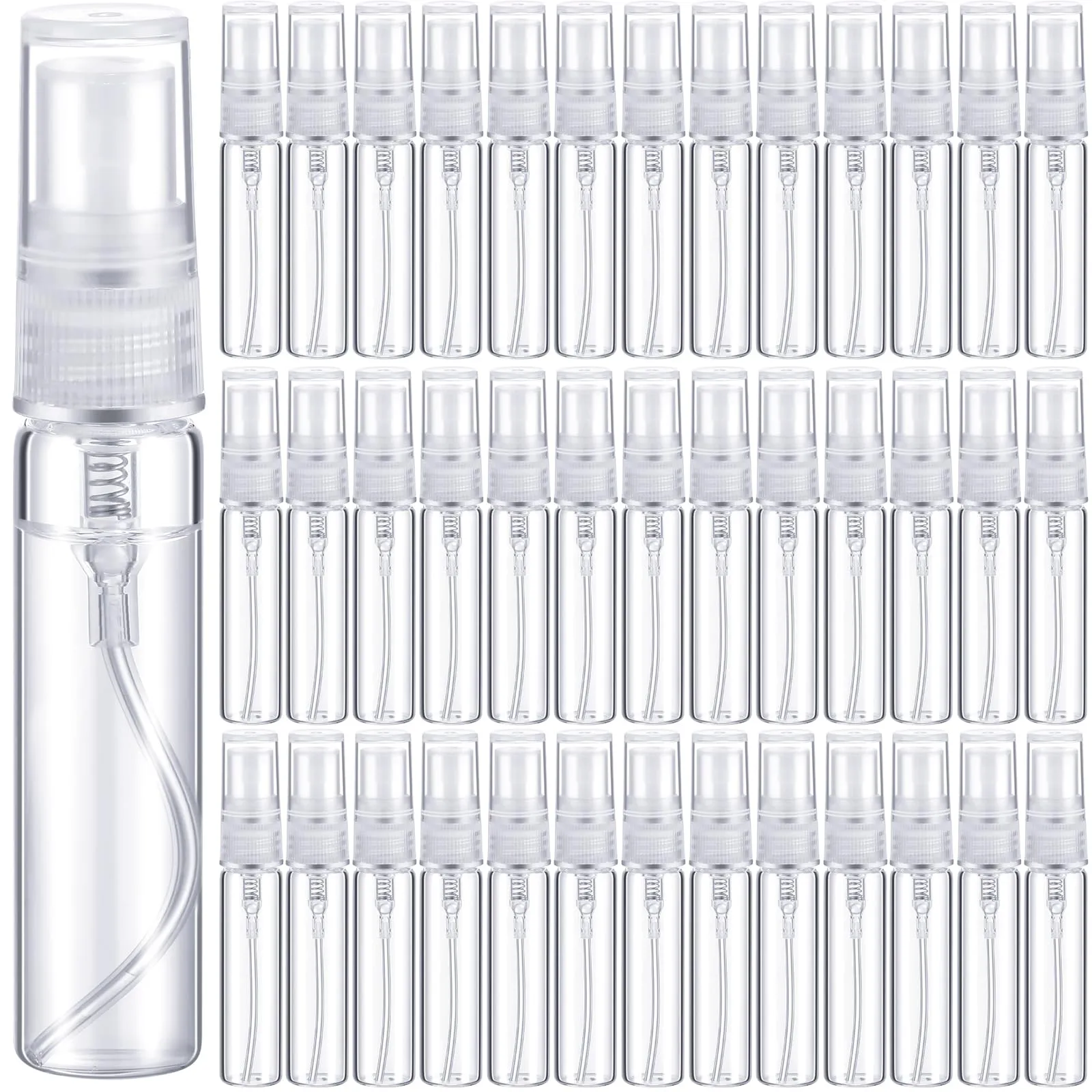 Tanlade 300 Pcs Mini Spray Bottles Clear Refillable Glass Perfume Bottles Fragrance Scent Sample Perfume Atomizer Glass Empty Travel Sprayer Pocket Dispenser Refillable Container (5ml)