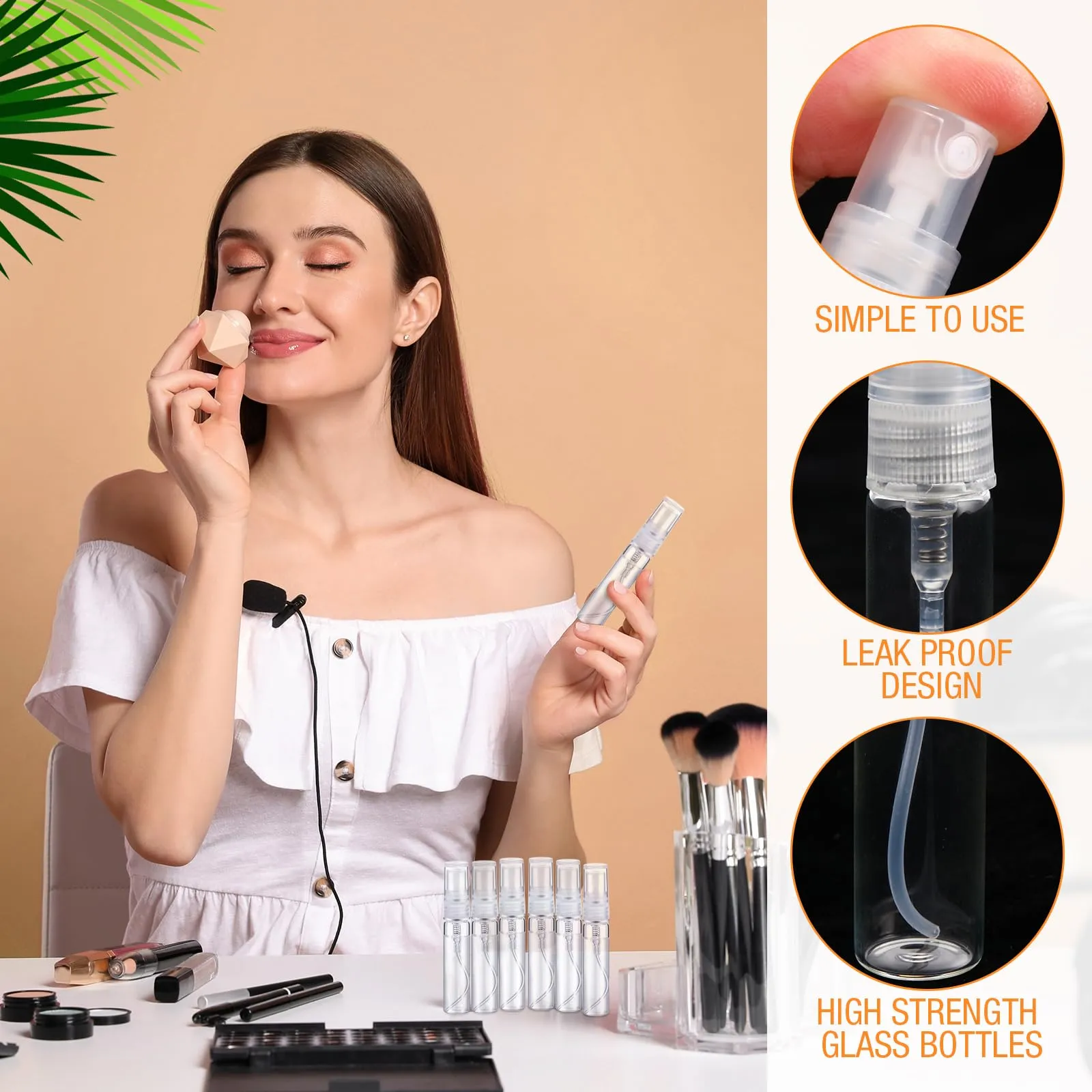 Tanlade 300 Pcs Mini Spray Bottles Clear Refillable Glass Perfume Bottles Fragrance Scent Sample Perfume Atomizer Glass Empty Travel Sprayer Pocket Dispenser Refillable Container (5ml)