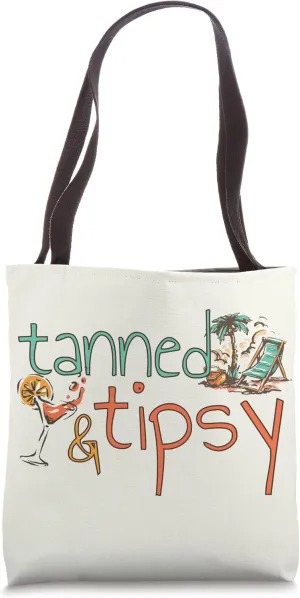 Tanned and Tipsy Funny Summer Cocktail Beach Vintage Tote Bag