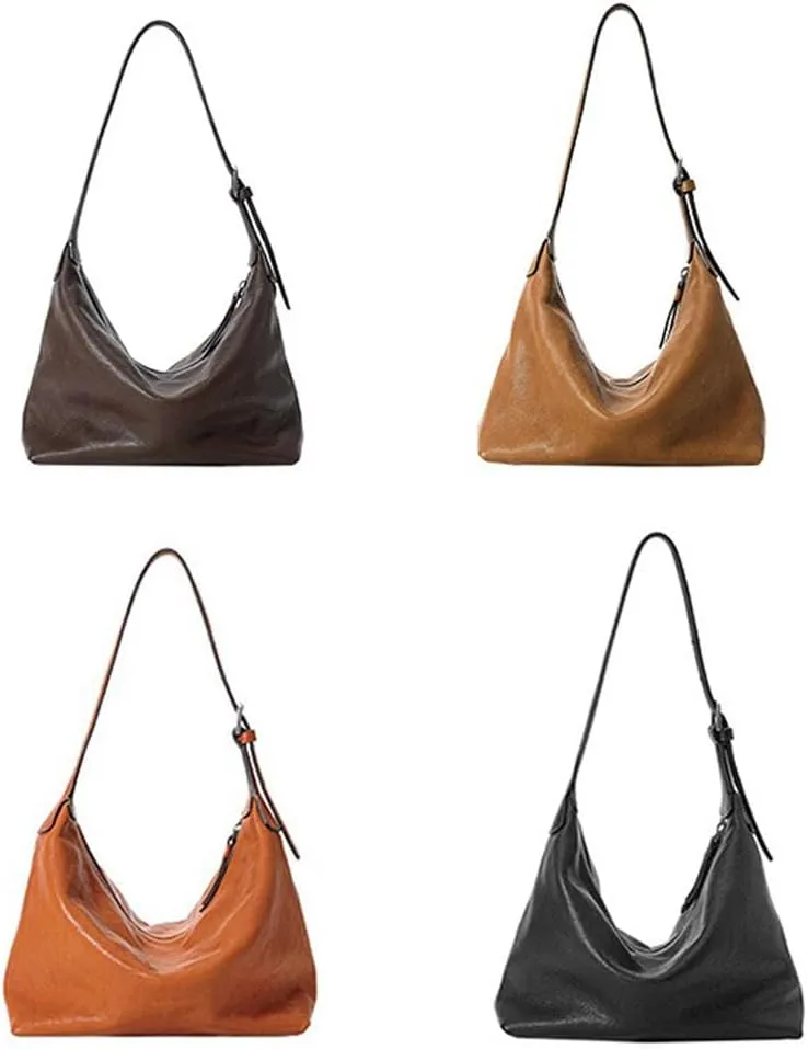 Tanned cowhide armpit bag, multifunctional casual shoulder commuting bag, genuine leather dumpling bag