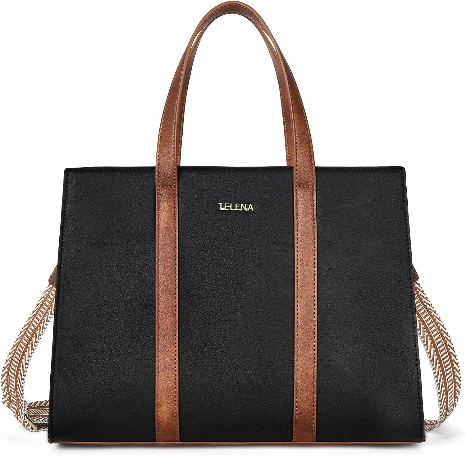 Telena Leather Tote Bag for Women Crossbody Tote Purse Handbag with Compartments and Adjustable Strap