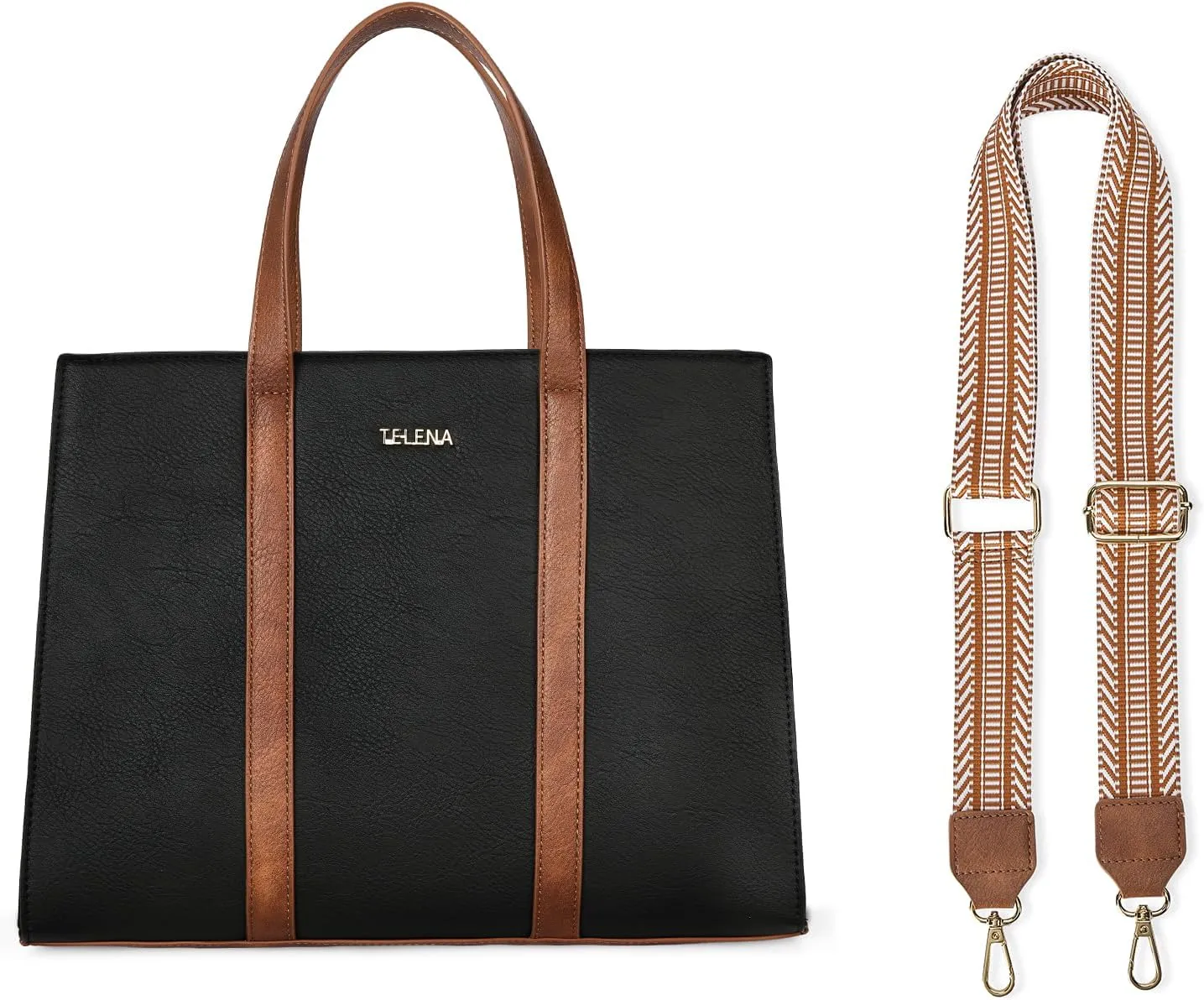 Telena Leather Tote Bag for Women Crossbody Tote Purse Handbag with Compartments and Adjustable Strap