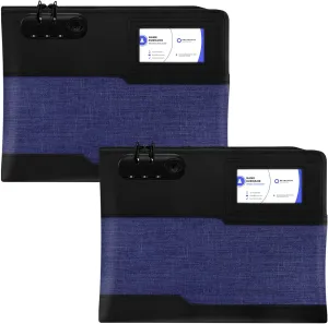 Teling 2 Pieces Money Bag with Zipper and Lock Waterproof Lockable Bank Cash Bag Pouch for Bank Deposits, Wallet, Coin, Credit Cards, 11 x 8.7 Inch, Black and Blue