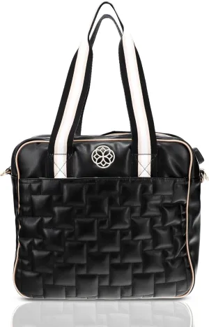 Tennis Bag - Quilted Tennis Racket Tote Bag for Women - Shoulder Tennis Bags for 2 Racquet - Pink, Black & Blue