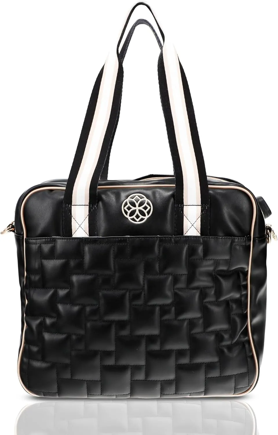 Tennis Bag - Quilted Tennis Racket Tote Bag for Women - Shoulder Tennis Bags for 2 Racquet - Pink, Black & Blue