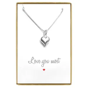 Tiny Heart Necklace, Silver Heart Necklace, Sterling Silver Heart Necklace, Gift for Mom, Gift for Daughter, Girlfriend Gift