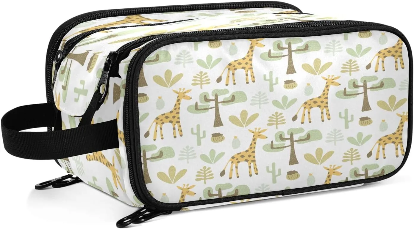 Toiletry Bag for Women Giraffes and Savannah Large Capacity Travel Cosmetic Bag Water-resistant Lightweight Storage Bags for Toiletries Accessories