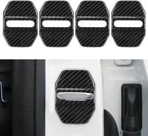 TOMALL 4pcs Car Door Lock Latches Cover Protector Compatible with Mercedes-Benz AMG (A S M C E CLS GL CLA GLE GLC) GTA Accessories Stainless Steel Car Door Lock Sport Style Decorations (Carbon Fiber)