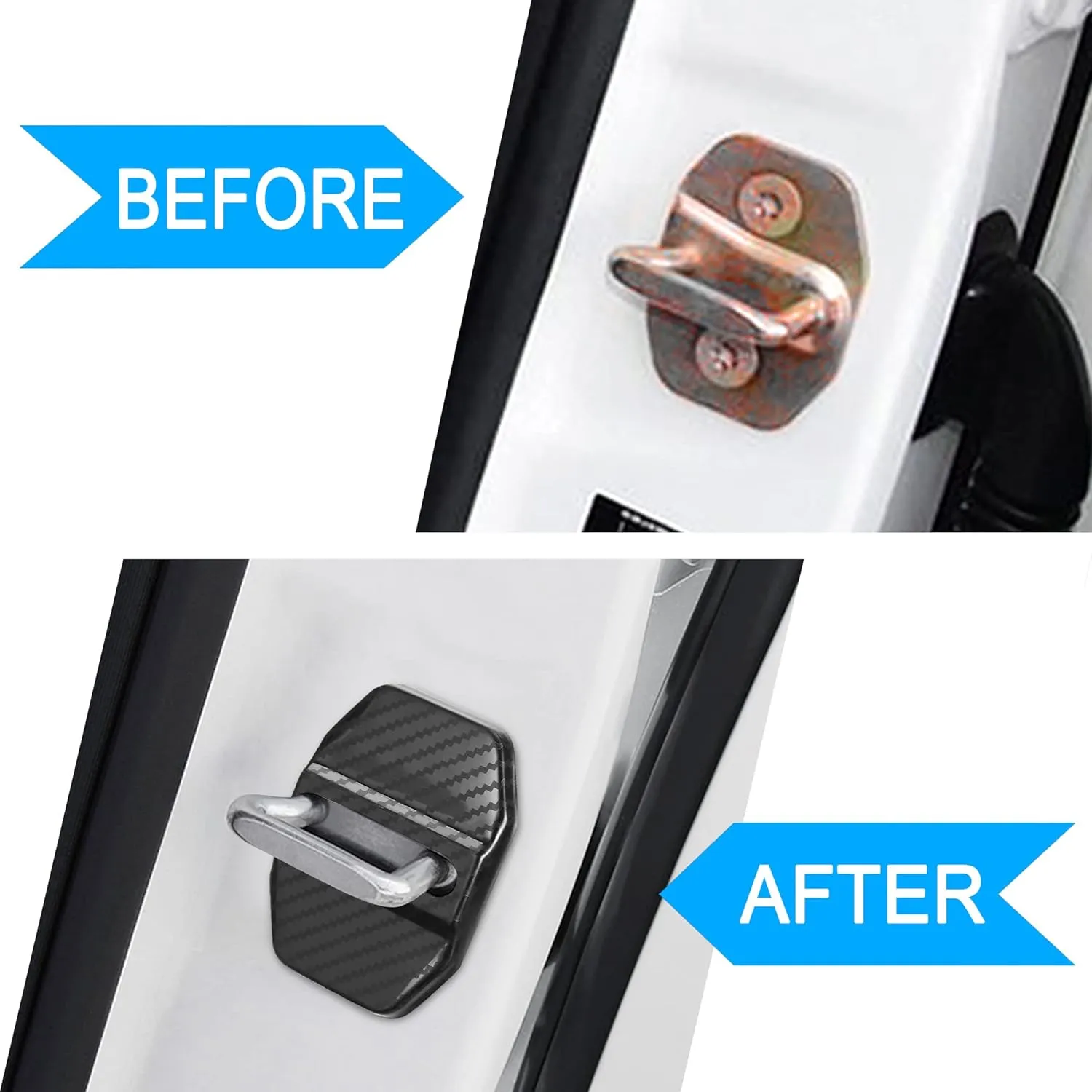 TOMALL 4pcs Car Door Lock Latches Cover Protector Compatible with Mercedes-Benz AMG (A S M C E CLS GL CLA GLE GLC) GTA Accessories Stainless Steel Car Door Lock Sport Style Decorations (Carbon Fiber)