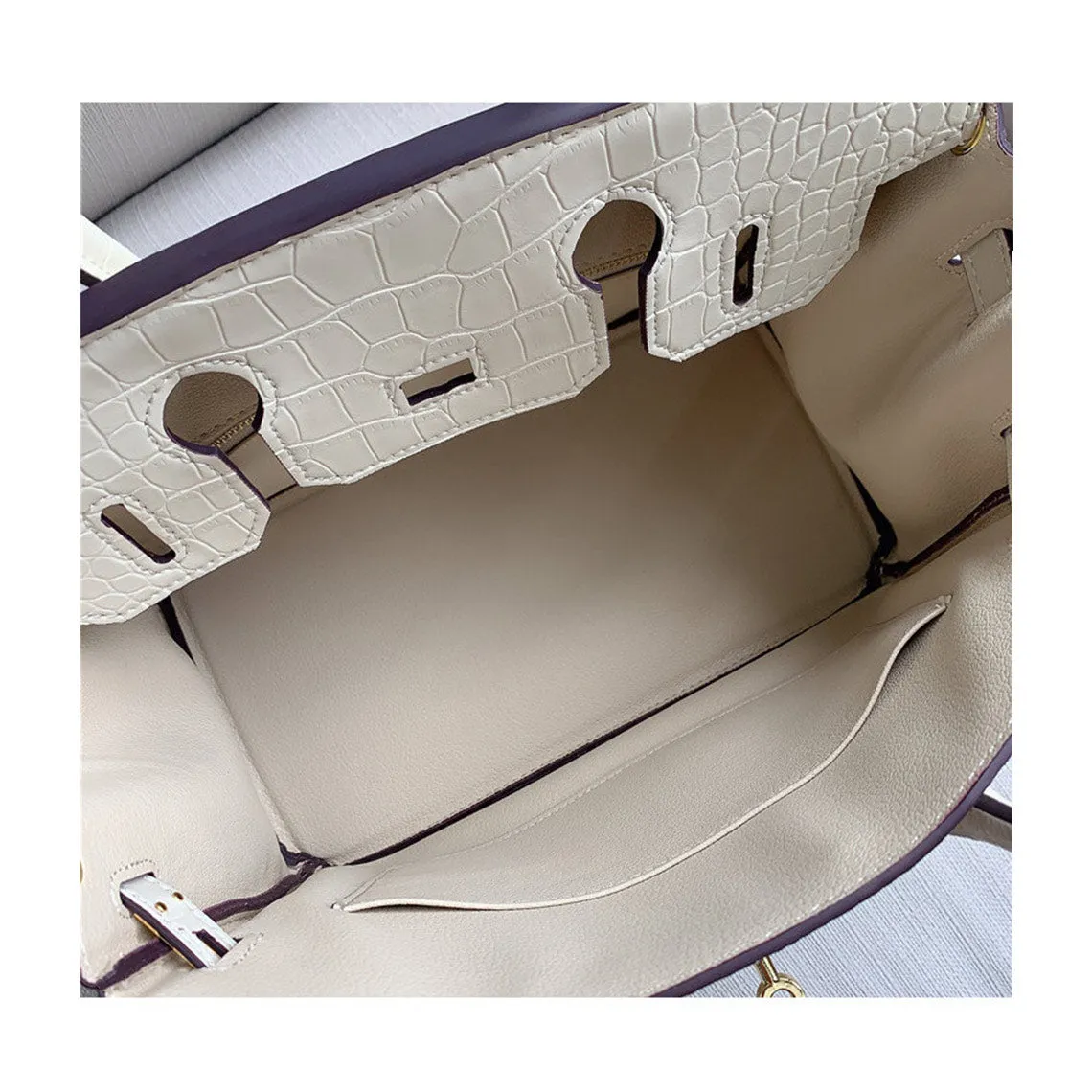 Top Grain Leather Inspired Croc Flap Berkin Bag
