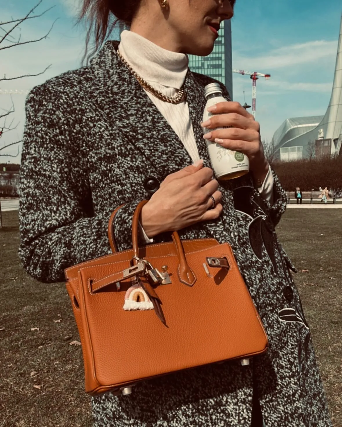 Top Grain Leather Inspired Croc Flap Berkin Bag