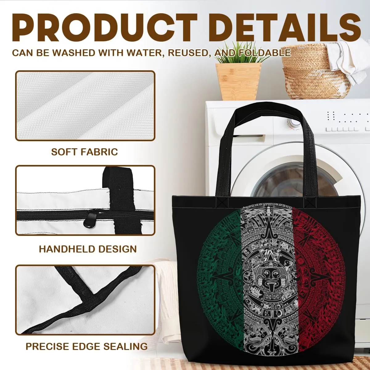 Tote Bag for Women Men Large Reusable Beach Shoulder Bags With Zipper for Gym Shopping Travel Gifts Yoga