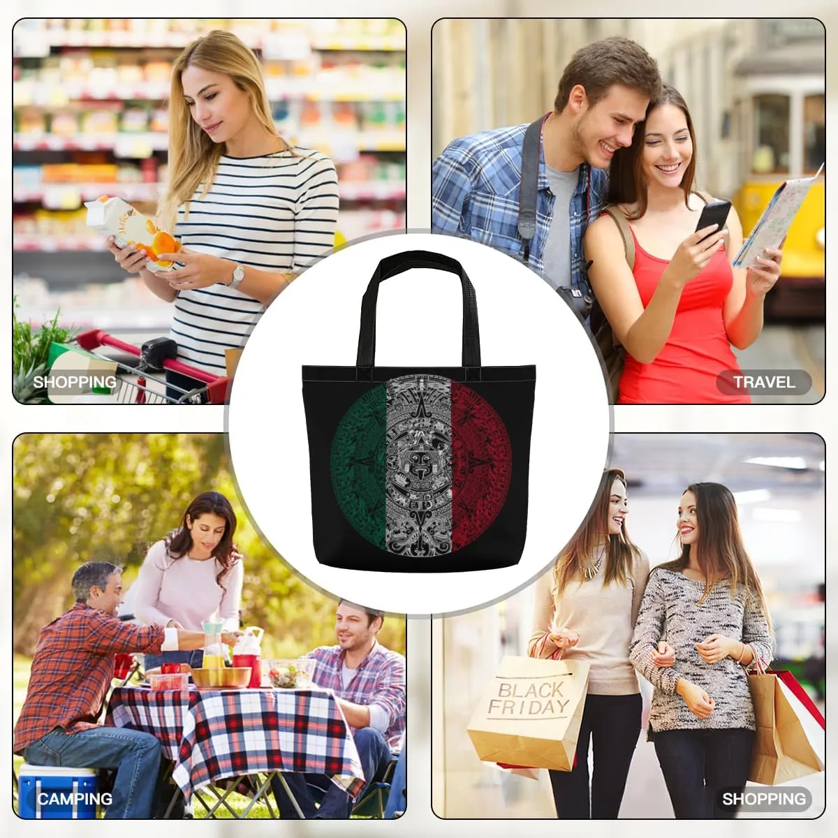 Tote Bag for Women Men Large Reusable Beach Shoulder Bags With Zipper for Gym Shopping Travel Gifts Yoga