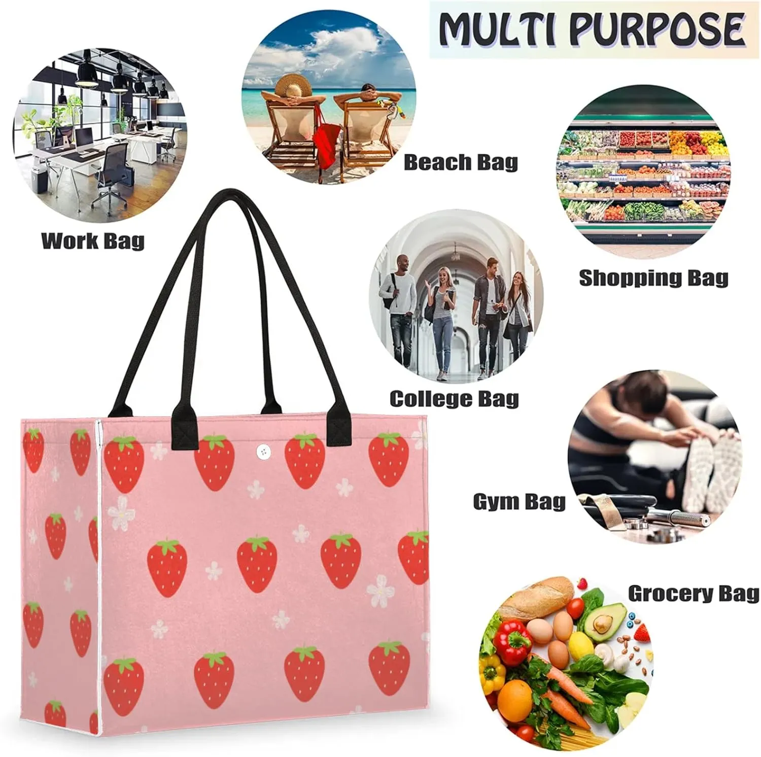 Tote Bag for Women Reusable Canvas Shoulder Bag