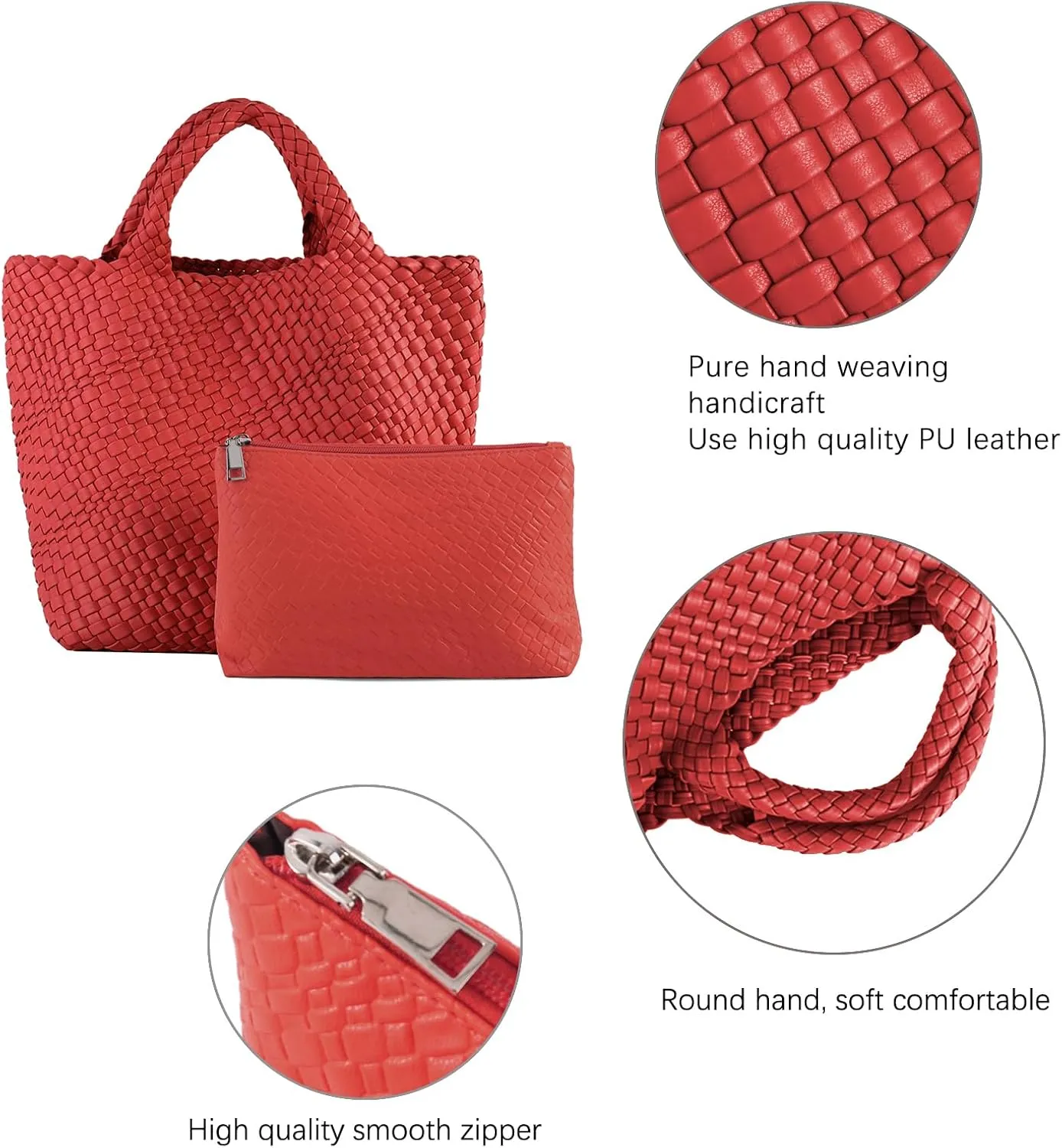 Tote Bag For Women Vegan Leather Handmade Woven Tote Bag Beach Bag Travel Handbag And Purse Top Handle Hobo Tote Bags