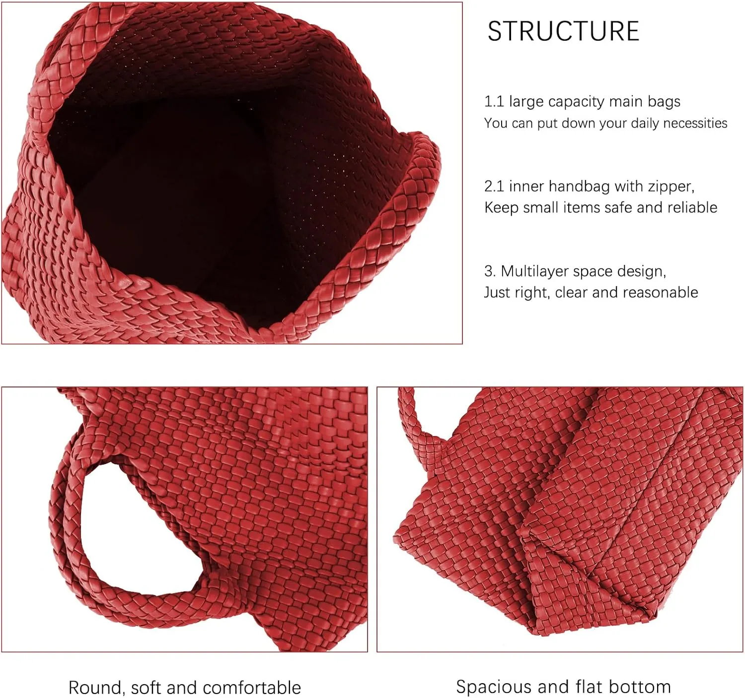 Tote Bag For Women Vegan Leather Handmade Woven Tote Bag Beach Bag Travel Handbag And Purse Top Handle Hobo Tote Bags