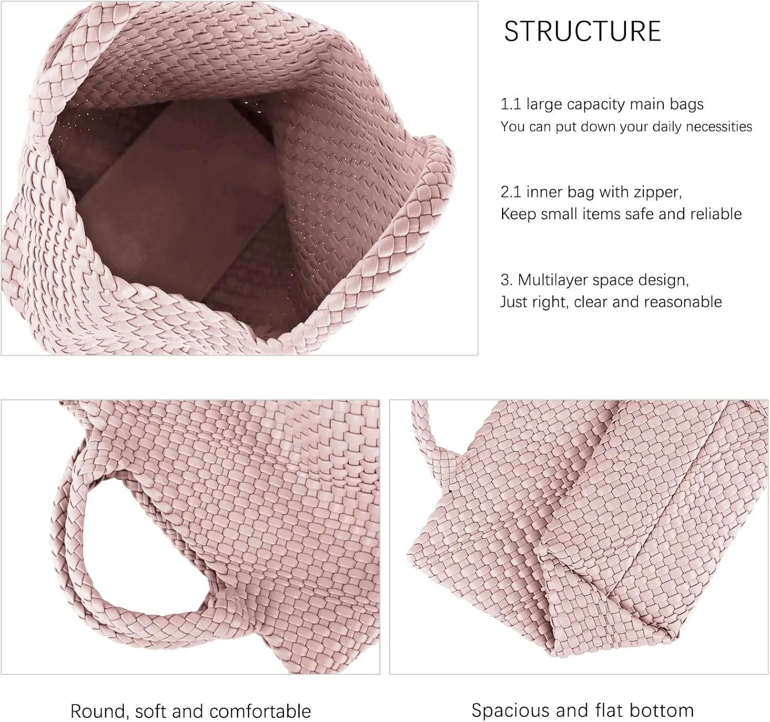 Tote Bag For Women Vegan Leather Handmade Woven Tote Bag Beach Bag Travel Handbag And Purse Top Handle Hobo Tote Bags