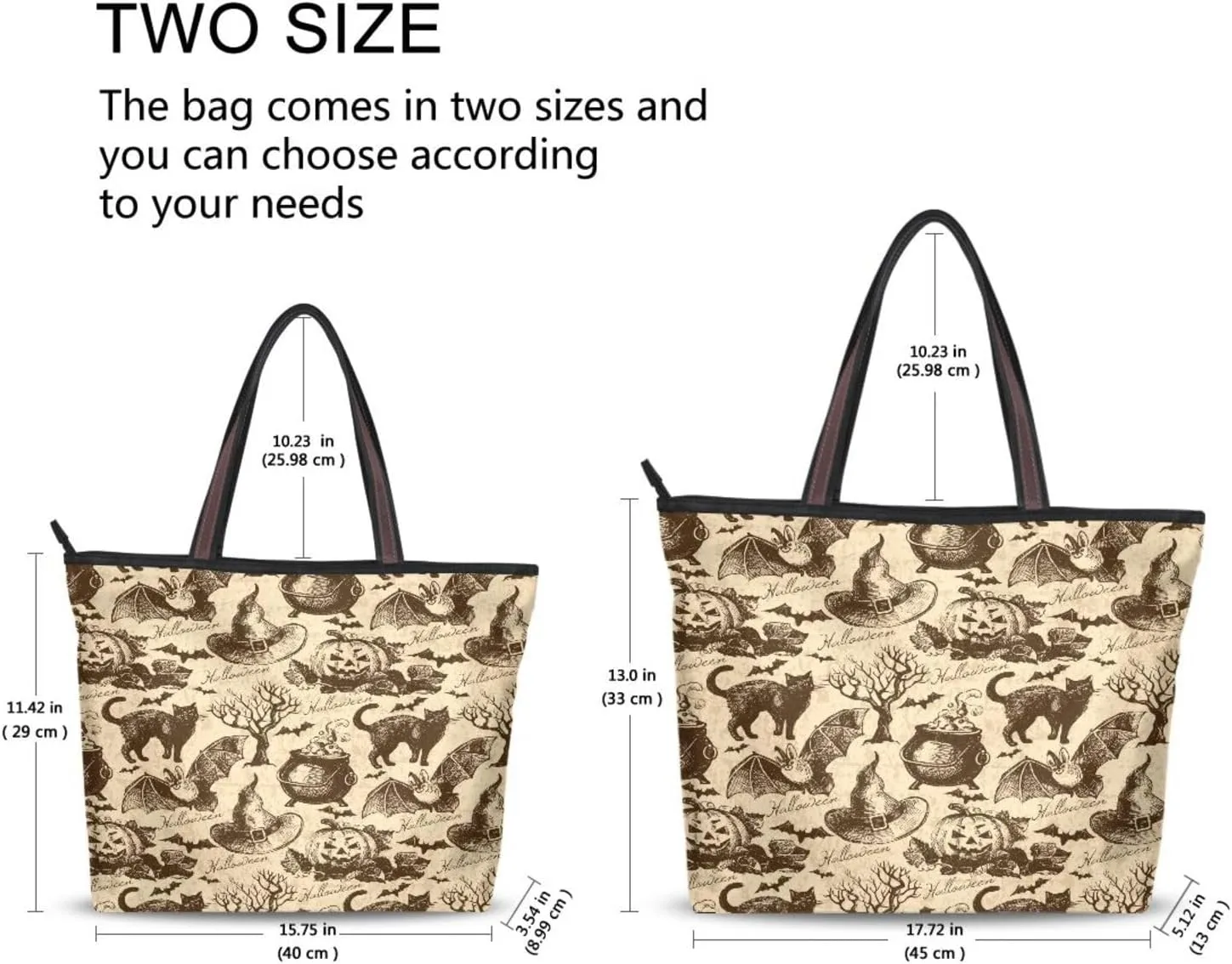 Tote Bag for Women with Zipper,Polyester Tote Purse Holiday Tote Bag Work Handbag Women Gift