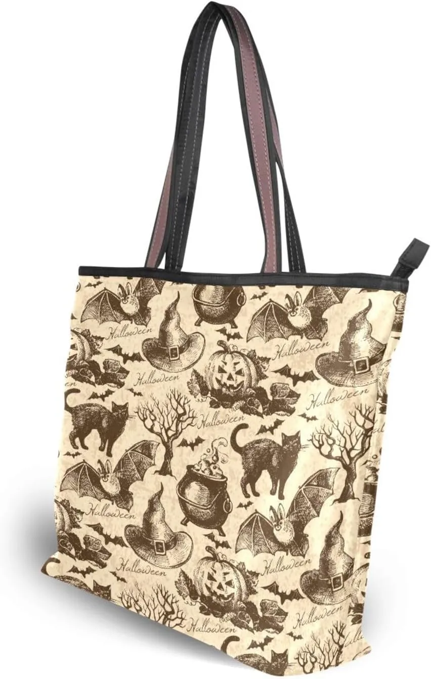 Tote Bag for Women with Zipper,Polyester Tote Purse Holiday Tote Bag Work Handbag Women Gift