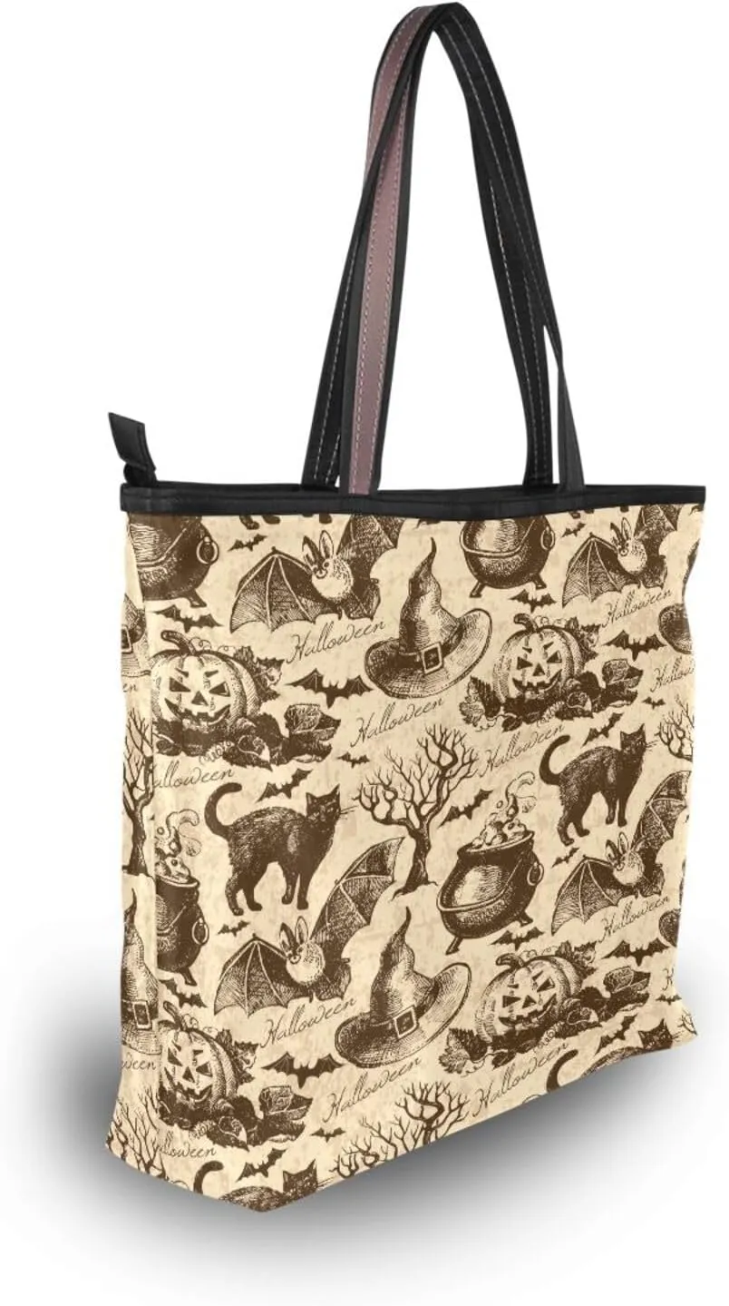 Tote Bag for Women with Zipper,Polyester Tote Purse Holiday Tote Bag Work Handbag Women Gift